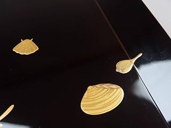 Amazon.co.jp: 【骨董茶道具】塗師田中表阿弥蒔絵貝尽角盆